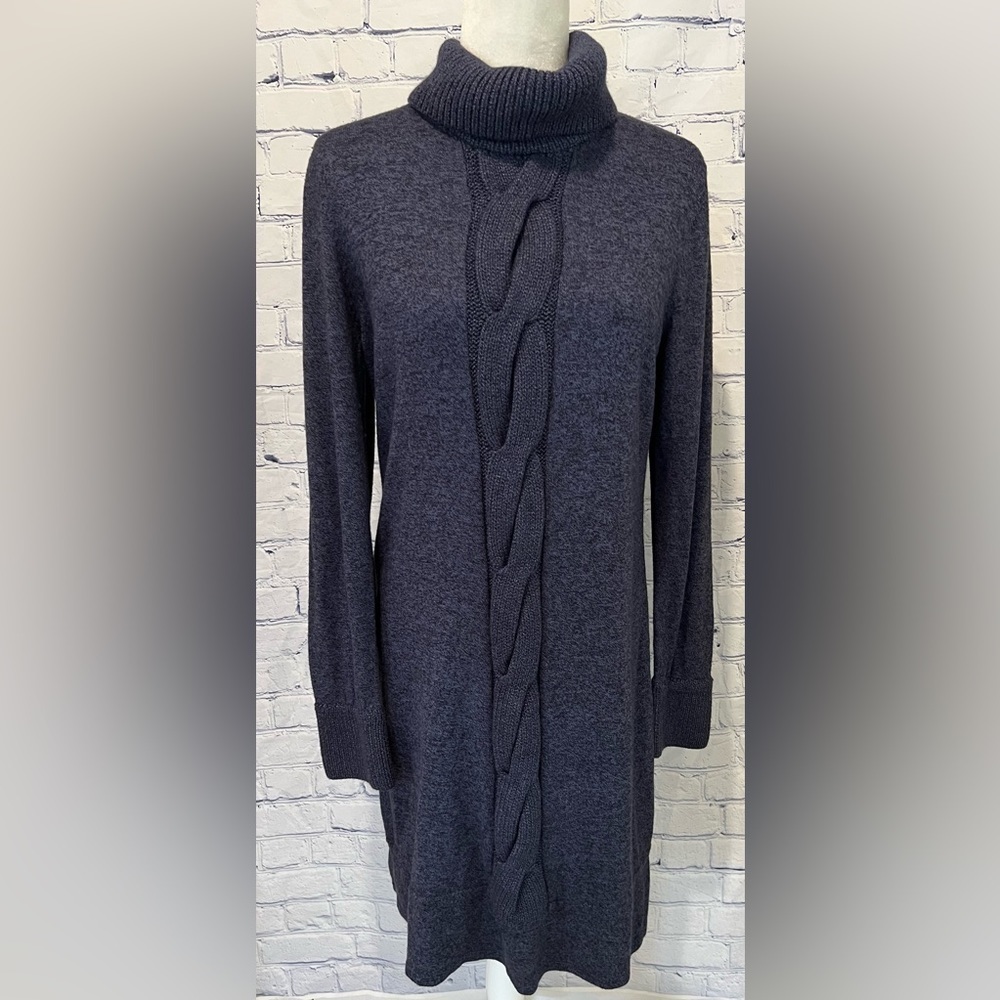 Spence Turtle Neck Sweater Dress Heather Grey Blue Size XL